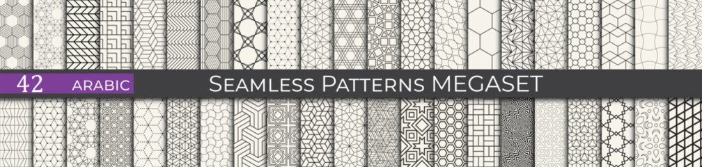 Vintage geometric pattern set. Arabic pattern textile collection. - 772123315
