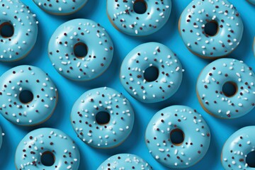 Edible Pattern blue donuts food. Snack sugar. Generate Ai