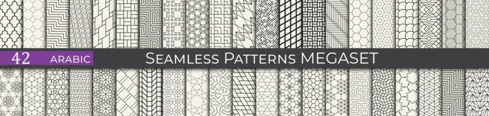 Vintage geometric pattern set. Arabic pattern textile collection. - 772123522