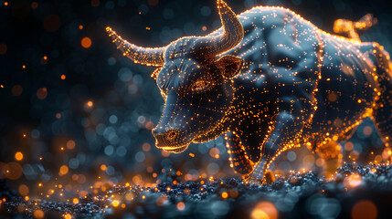 bull shape from the graphic point, Stock market trading, stock market futuristic concept.