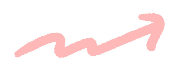 手描きの右肩上がりのピンク色の矢印 - シンプルでおしゃれな斜め上方向のデザイン素材