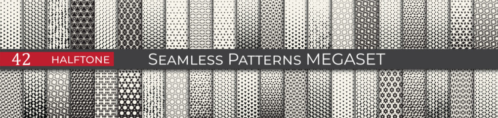 Triangle halftone pattern set. Unique hipster deco graphic. Subtle black and white patterns. - 772124705