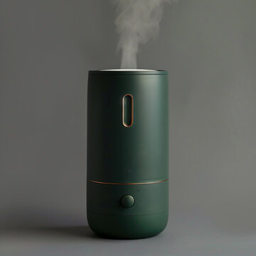 Product design dark green humidifier on a gray background 