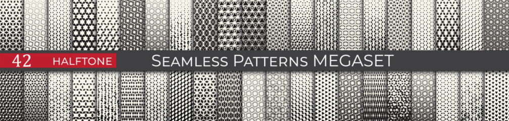 Triangle halftone pattern set. Unique hipster deco graphic. Subtle black and white patterns. - 772124950