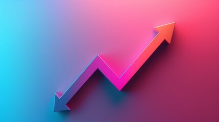 Growth arrow symbol with colored gradient,  oncept: business, success, Sales increase,copy and text space, 16:9