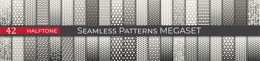 Triangle halftone pattern set. Unique hipster deco graphic. Subtle black and white patterns. - 772125147