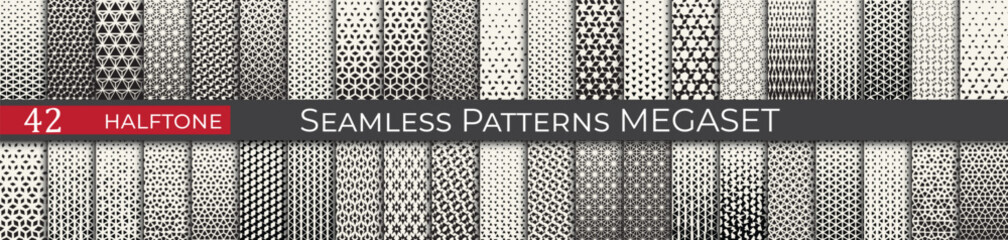 Triangle halftone pattern set. Unique hipster deco graphic. Subtle black and white patterns. - 772125156
