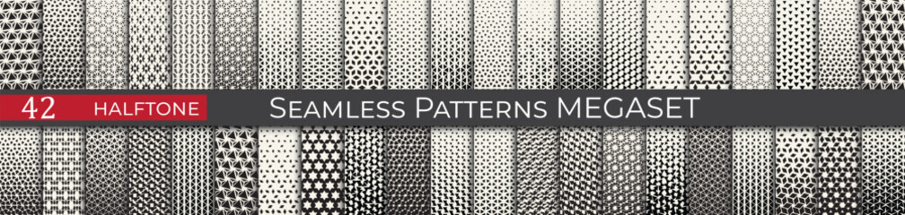 Triangle halftone pattern set. Unique hipster deco graphic. Subtle black and white patterns. - 772125197