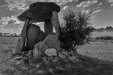 Ancient prehistoric dolmen. Anta da Melriça near Castelo de Vide. Portugal.