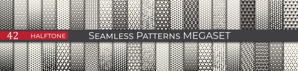 Triangle halftone pattern set. Unique hipster deco graphic. Subtle black and white patterns. - 772125395