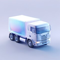 Glossy stylized glass icon of truck, lorry, vehicle, transportation