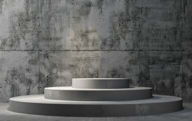 Stage podium scene on grey wall
