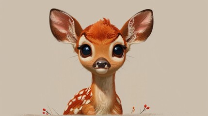 Cartoon of a cute baby deer sitting