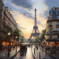 Papier Peint photo Paris illustration of Beautiful Paris culture landscape masterpiece ultra, Generative ai