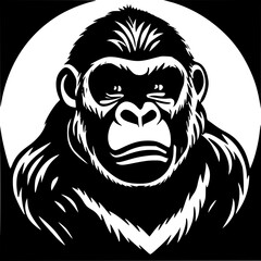 Monochrome Gorilla Logo: Striking Symbol of Power and Intensity