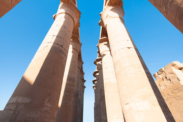 The beautiful tall pillars of the Luxor - Luxor, Egypt
