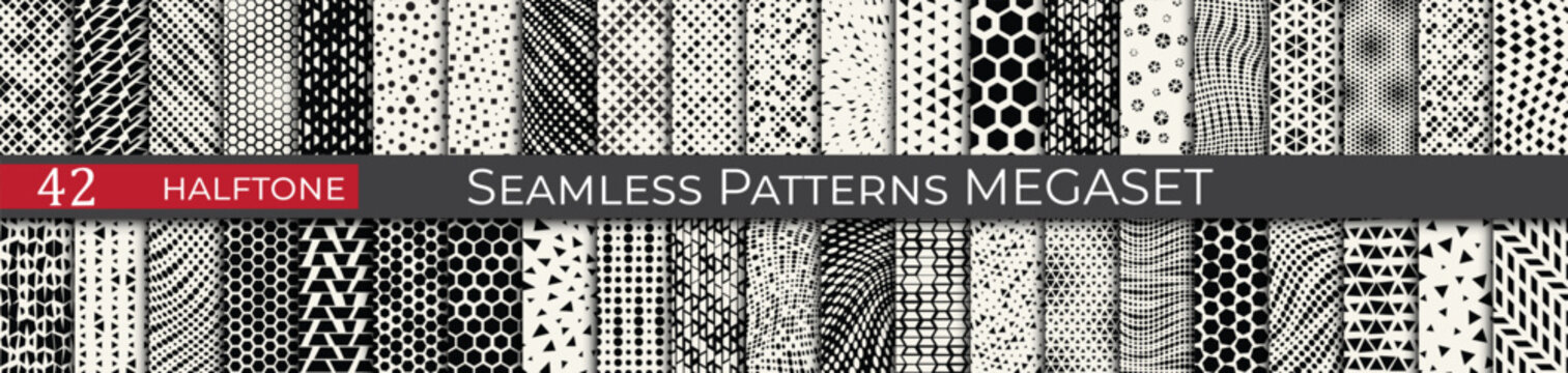 Triangle halftone pattern set. Unique hipster deco graphic. Subtle black and white patterns.