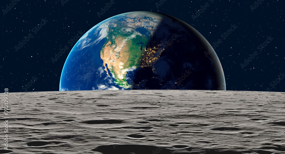 Fototapete The Earth as Seen from the Surface of the Moon 