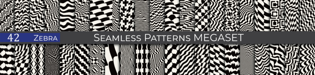 Cool vector zebra pattern set. Hipster minimal pattern collection.