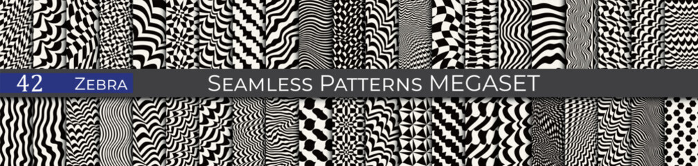 Cool vector zebra pattern set. Hipster minimal pattern collection.