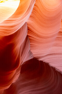 Close-up abstract pattern of a beautiful red slot canyon wall in Arizona, USA