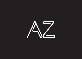 AZ monogram logo with abstract logo line design template