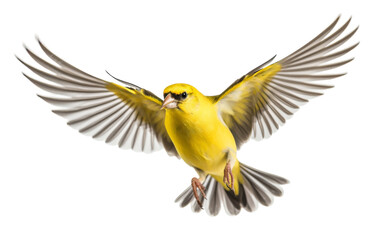Obraz premium A vibrant yellow bird soars gracefully through the sky