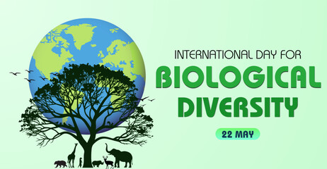 Obraz premium Unity in Diversity: Honoring International Day for Biological Diversity. 22 May. Campaign or celebration banner