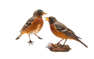 Two elegant birds perched on a wooden platform