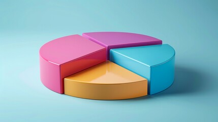 Obraz premium Business growth in 3D clay pie chart, smooth texture, isolated on solid color background, clear cut design