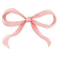 Ribbon bow watercolor illustration