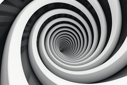Abstract black and white spiral - 3D render .