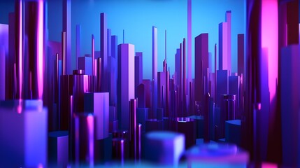 Futuristic Cityscape: 3D Abstract Background with Urban Skylines - Hand Edited Generative AI