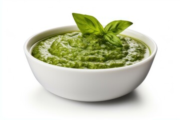 Garlicky Pesto sauce basil jar. Fresh organic oil. Generate Ai