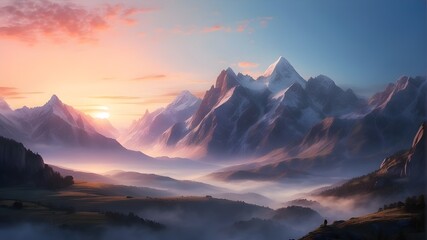 dawn in the mountain range