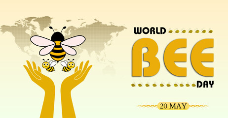 Hive Harmony: Honoring World Bee Day, 20 May. Campaign or celebration banner
