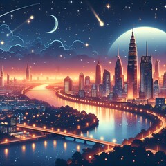 country skyline at night