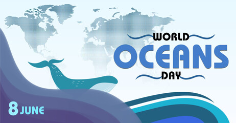 World Oceans Day, campaign or celebration banner design
