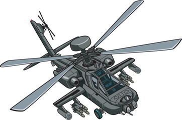 Military style apache ah-64 attack helicopter