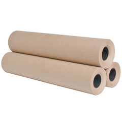 Kraft wrapping paper in a roll on a white background