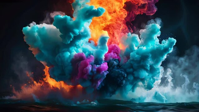 Ethereal cloud spectacle of fiery hues. Generative AI Video. ProRes LT 59.94 FPS is available in 4K 16:9.