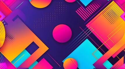 Neon Geometry: Vibrant Abstract Background with Geometric Patterns - Hand Edited Generative AI
