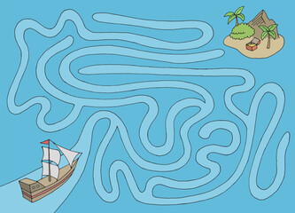 Sea maze graphic color sketch illustration vector - 772144511