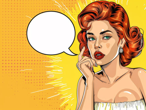 Retro pop art vintage women with speech bubbles