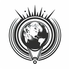 earth planet icon with arrow pointer