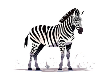 Fototapeta na wymiar Graphic illustration of zebra standing, with a simple white background. Flat vector.
