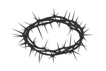 Silhouette graphic of a crown of thorns, symbolizing suffering of Jesus. Easter, christianity symbol, religion. Flat vector illustration.