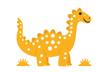Cute cartoon yellow dinosaur. Flat vector illustration.