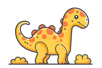 Cute little yellow dinosaur flat vector illustration.