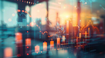 Business Intelligence: Graphs, Stock Trading, Investment Dashboard – Transparent Blurred Background